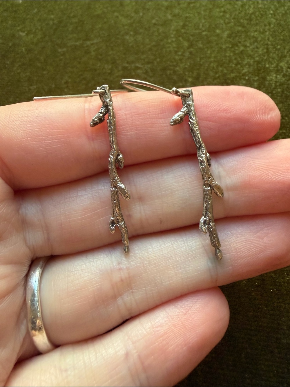 Silver Casted Branch Earrings